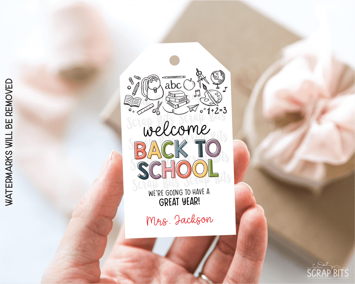 Doodle Back To School Gift Tags, First Day of School Labels - Scrap Bits