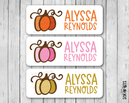 Doodle Pumpkin Name Labels, Personalized Belonging Labels - Scrap Bits