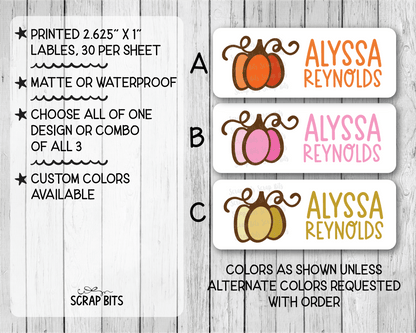 Doodle Pumpkin Name Labels, Personalized Belonging Labels - Scrap Bits