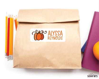 Doodle Pumpkin Name Labels, Personalized Belonging Labels - Scrap Bits