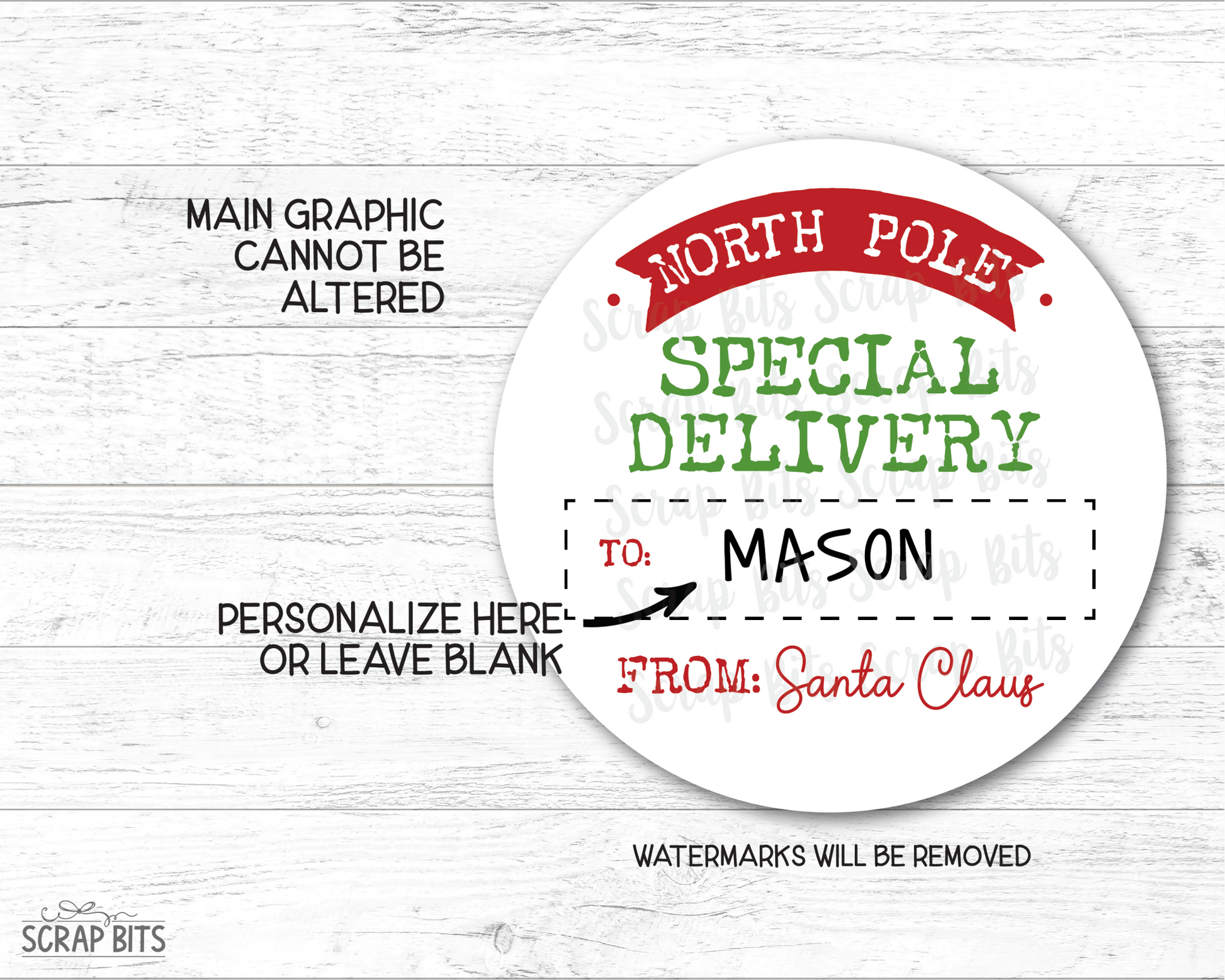 EDITABLE Christmas Gift Labels, Arched Special Delivery From Santa Printable Tags, Instant Download Editable Template - Scrap Bits