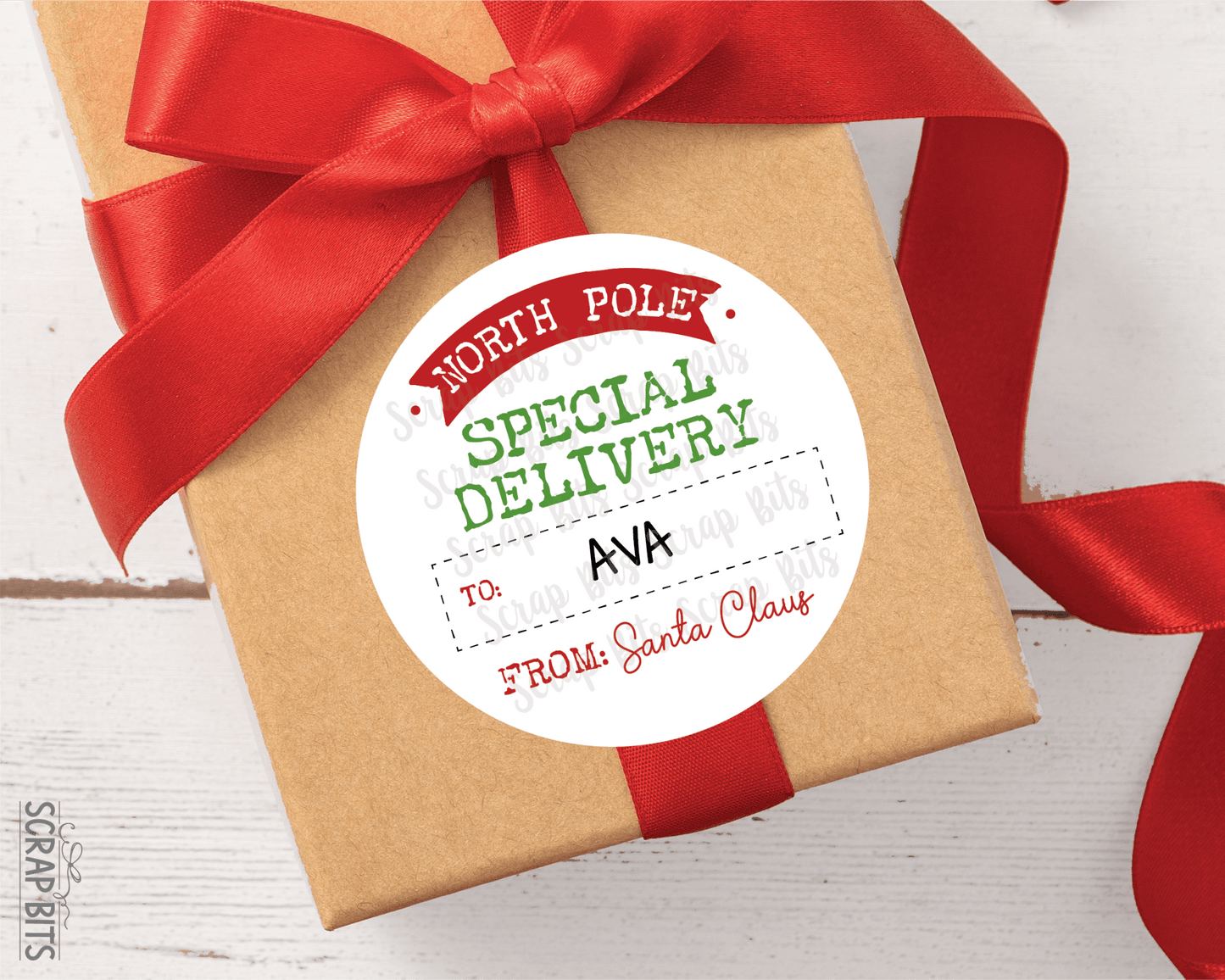 EDITABLE Christmas Gift Labels, Arched Special Delivery From Santa Printable Tags, Instant Download Editable Template - Scrap Bits