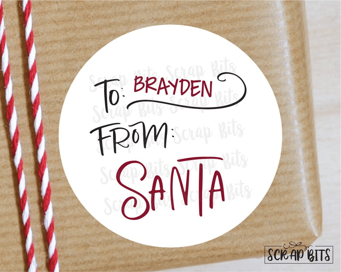 EDITABLE Christmas Gift Labels, Doodle Swirl From Santa Printable Tags, Instant Download Editable Template - Scrap Bits
