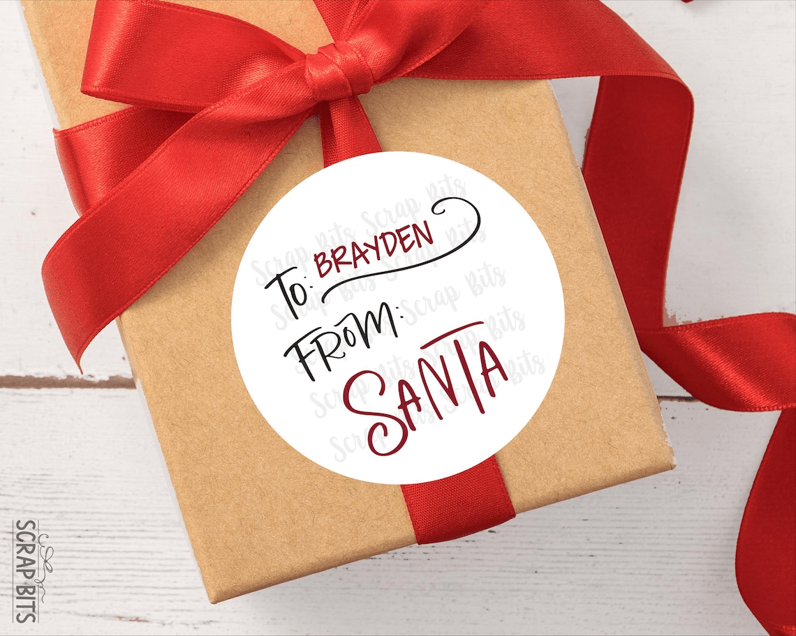 EDITABLE Christmas Gift Labels, Doodle Swirl From Santa Printable Tags, Instant Download Editable Template - Scrap Bits