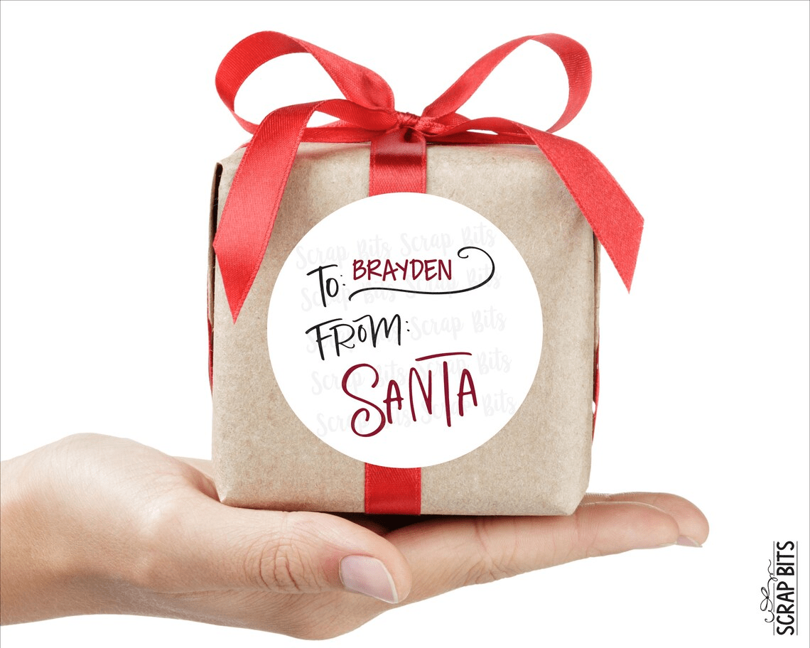 EDITABLE Christmas Gift Labels, Doodle Swirl From Santa Printable Tags, Instant Download Editable Template - Scrap Bits