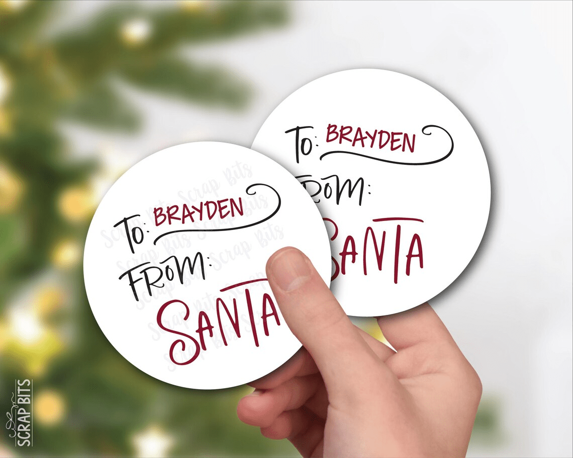 EDITABLE Christmas Gift Labels, Doodle Swirl From Santa Printable Tags, Instant Download Editable Template - Scrap Bits