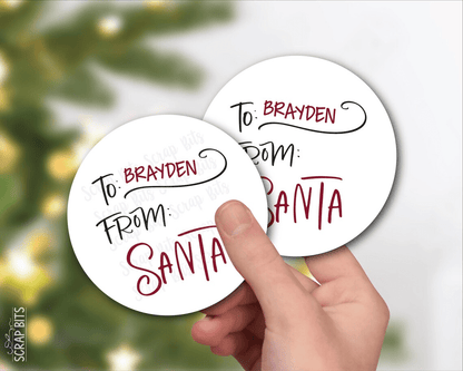 EDITABLE Christmas Gift Labels, Doodle Swirl From Santa Printable Tags, Instant Download Editable Template - Scrap Bits