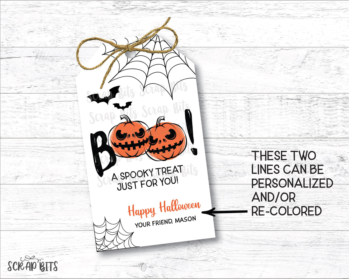 EDITABLE Halloween Boo Tags, BOO Pumpkins A Spooky Treat Just For You, Instant Download Editable Template - Scrap Bits