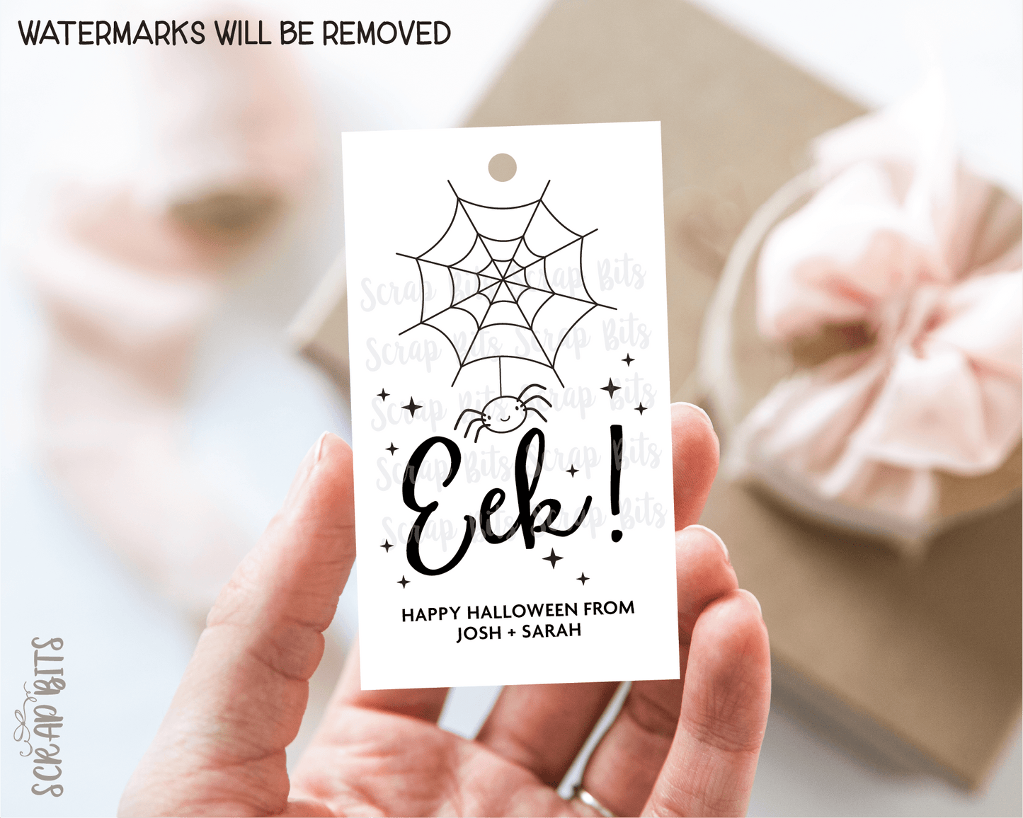 Eek Spiderweb Halloween Tags . Personalized Gift Tags - Scrap Bits