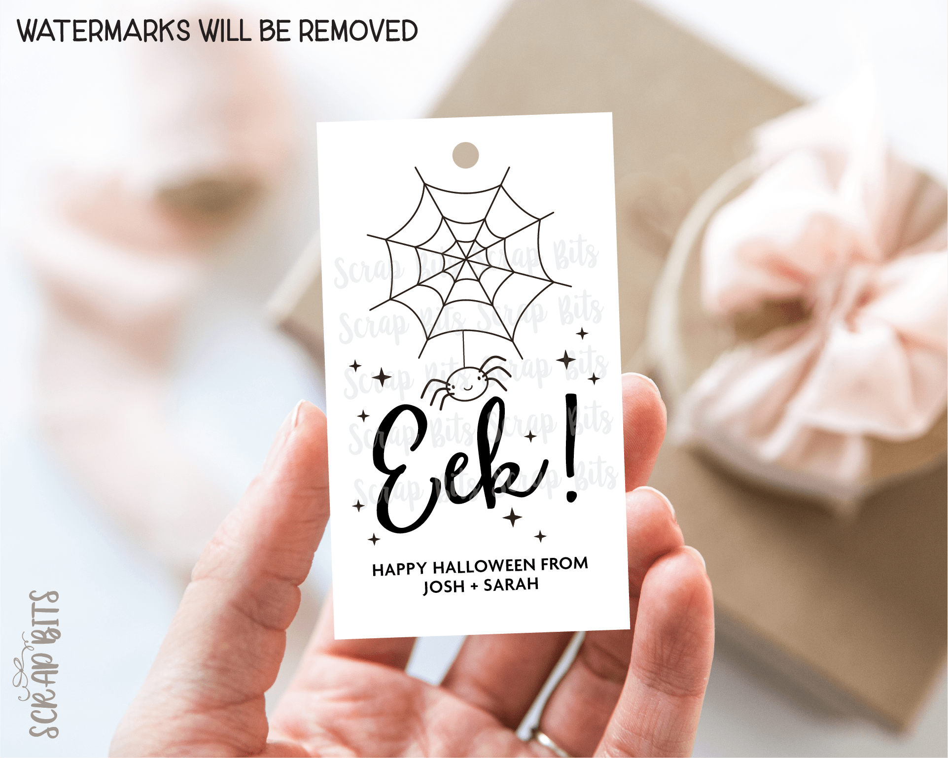 Eek Spiderweb Halloween Tags . Personalized Gift Tags - Scrap Bits