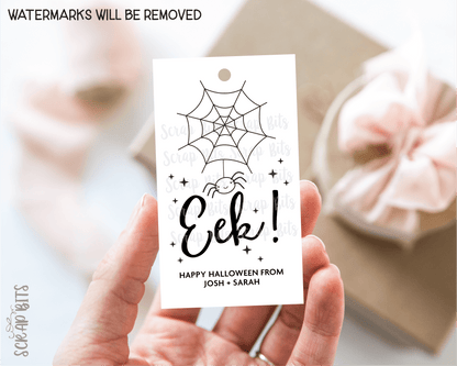 Eek Spiderweb Halloween Tags . Personalized Gift Tags - Scrap Bits