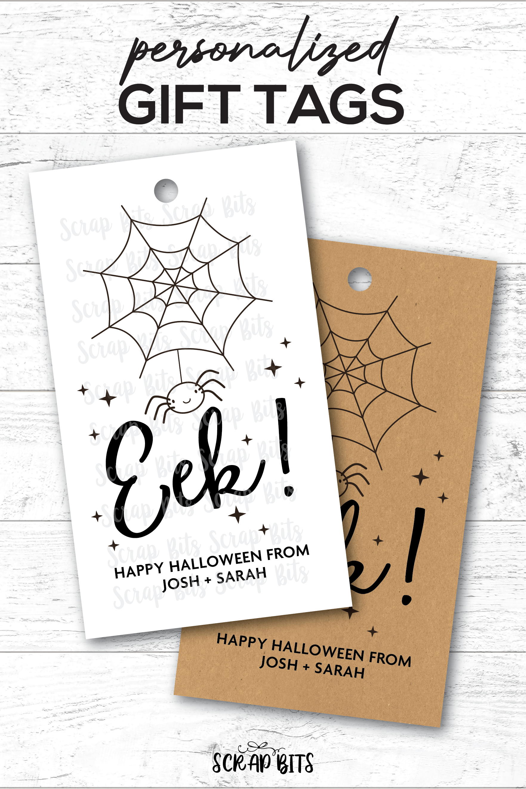 Eek Spiderweb Halloween Tags . Personalized Gift Tags - Scrap Bits
