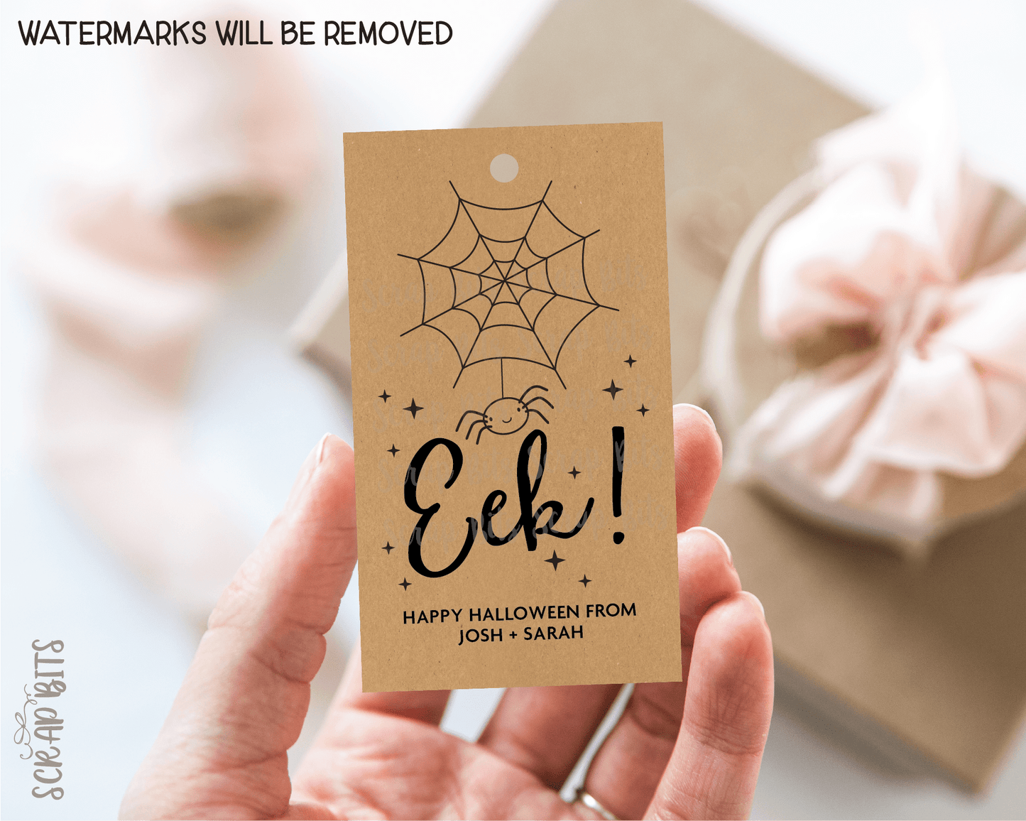 Eek Spiderweb Halloween Tags . Personalized Gift Tags - Scrap Bits
