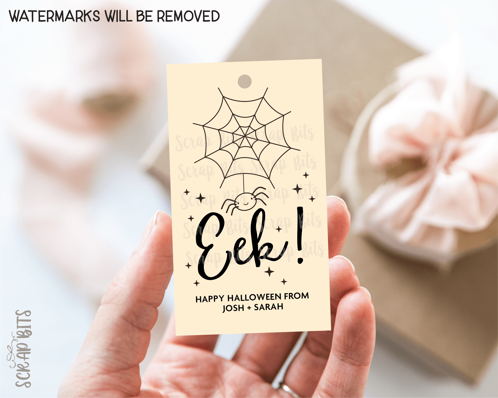 Eek Spiderweb Halloween Tags . Personalized Gift Tags - Scrap Bits