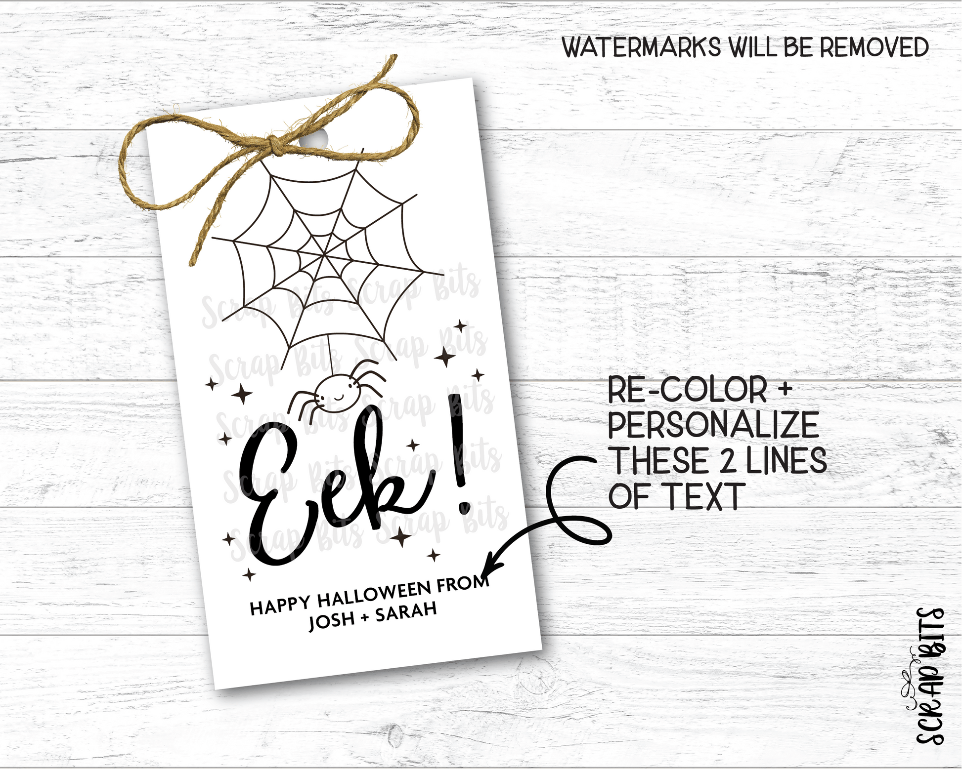 Eek Spiderweb Halloween Tags . Personalized Gift Tags - Scrap Bits