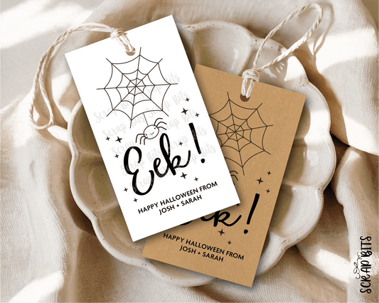 Eek Spiderweb Halloween Tags . Personalized Gift Tags - Scrap Bits