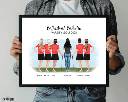 Female Golfer Portrait Print, Custom Golf Gift, Digital Download - Scrap Bits