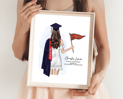 Female Graduation Print, Personalized Graduation Gift for Her, Half Body . Digital Portrait Print - Scrap Bits