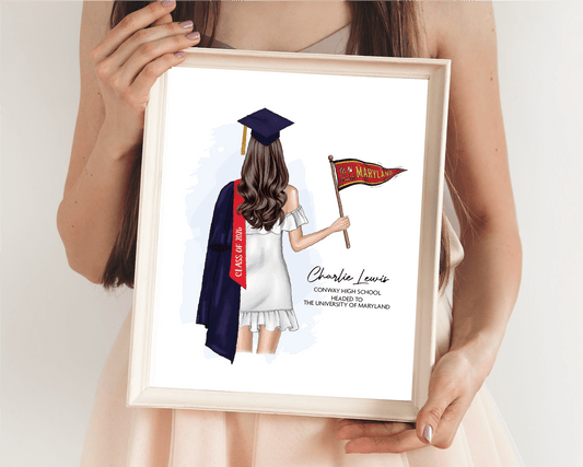 Female Graduation Print, Personalized Graduation Gift for Her, Half Body . Digital Portrait Print - Scrap Bits