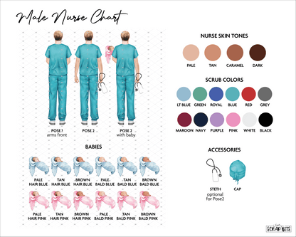 Female NICU Nurse Portrait, Custom Nurse Gift, Side Message . Digital Portrait Print - Scrap Bits