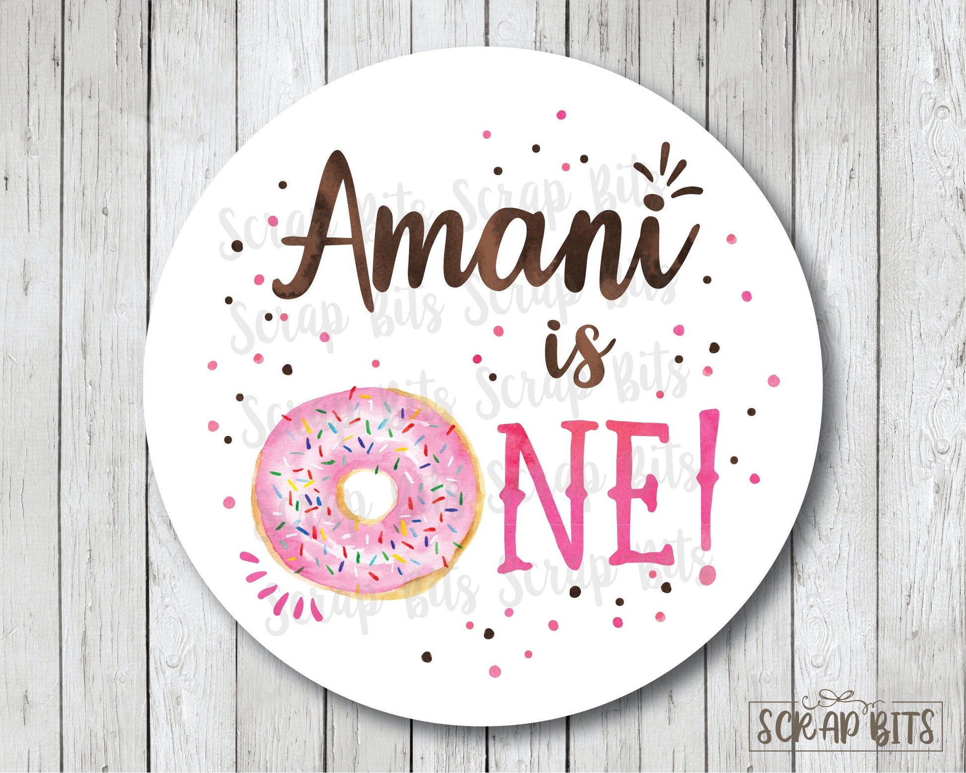 First Birthday Donut Stickers or Tags - Scrap Bits