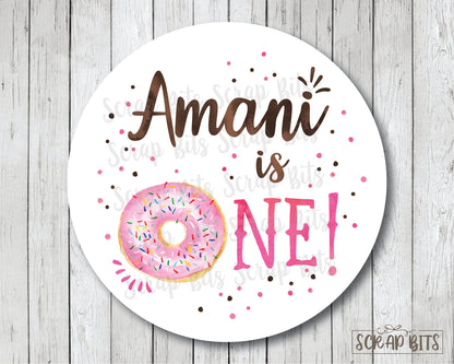 First Birthday Donut Stickers or Tags - Scrap Bits