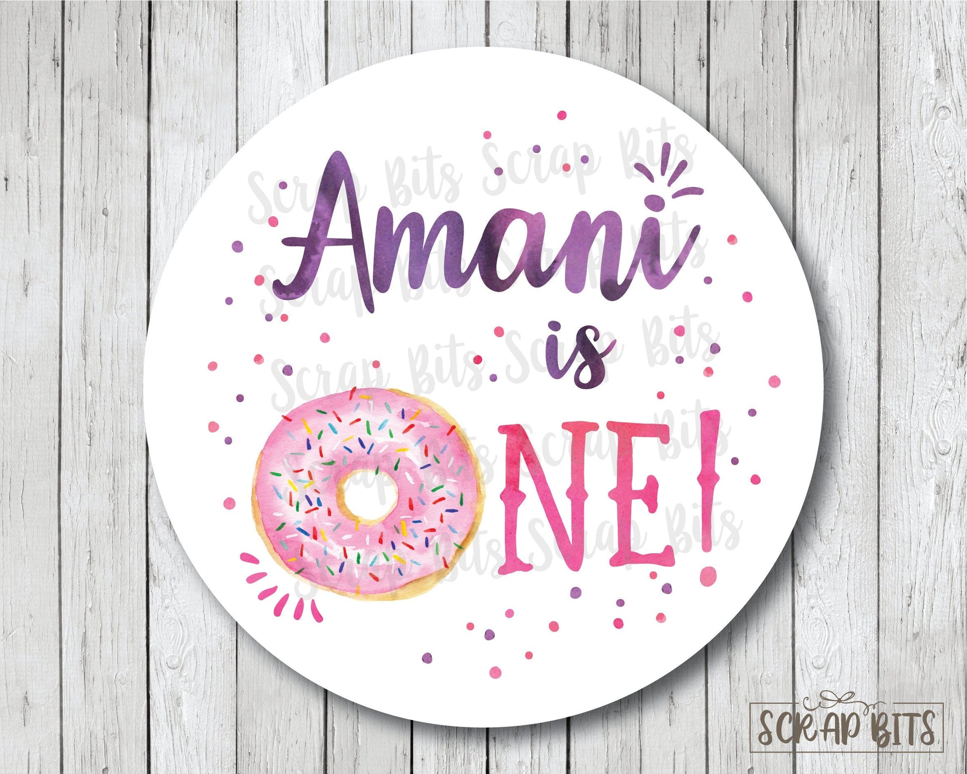 First Birthday Donut Stickers or Tags - Scrap Bits