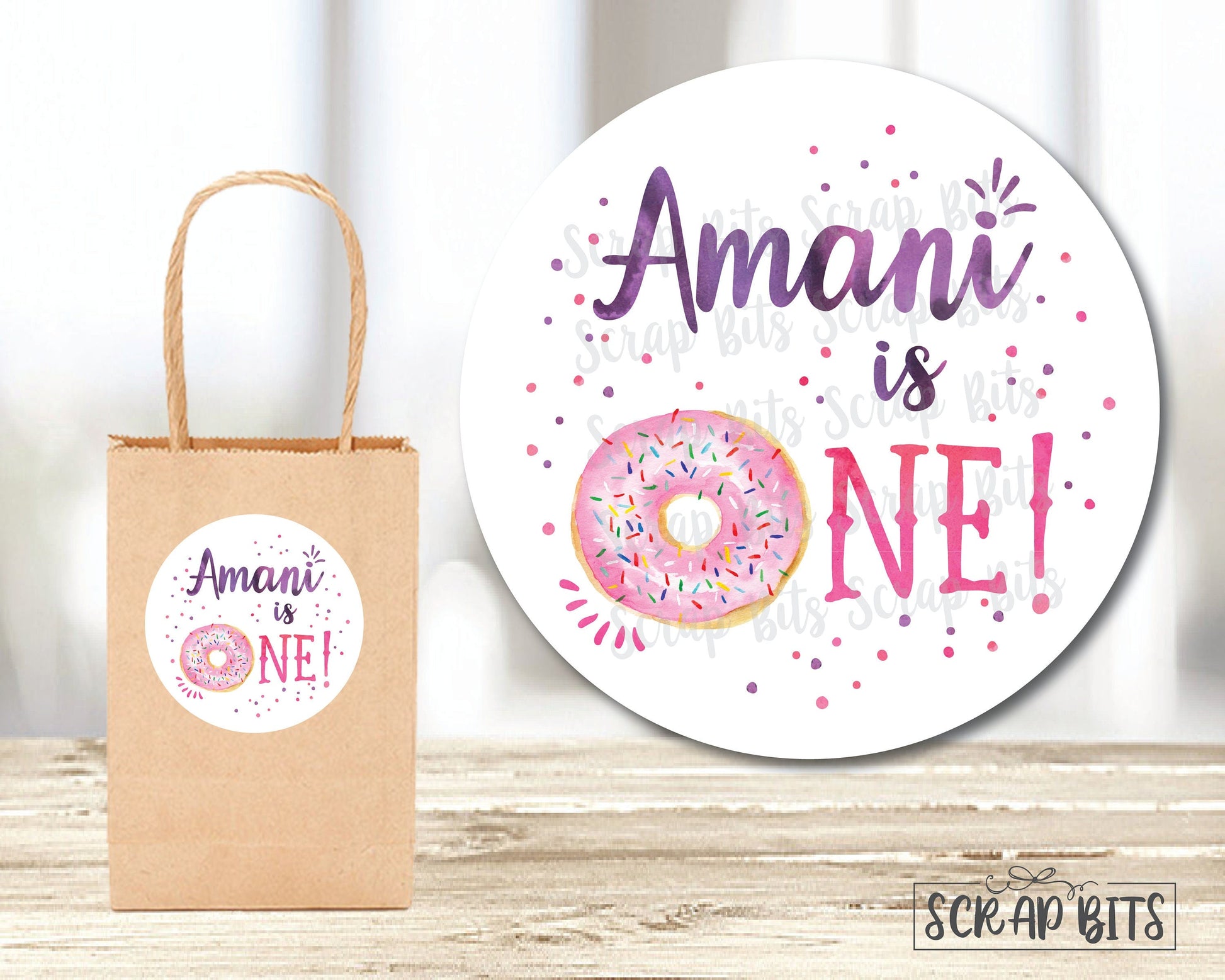 First Birthday Donut Stickers or Tags - Scrap Bits