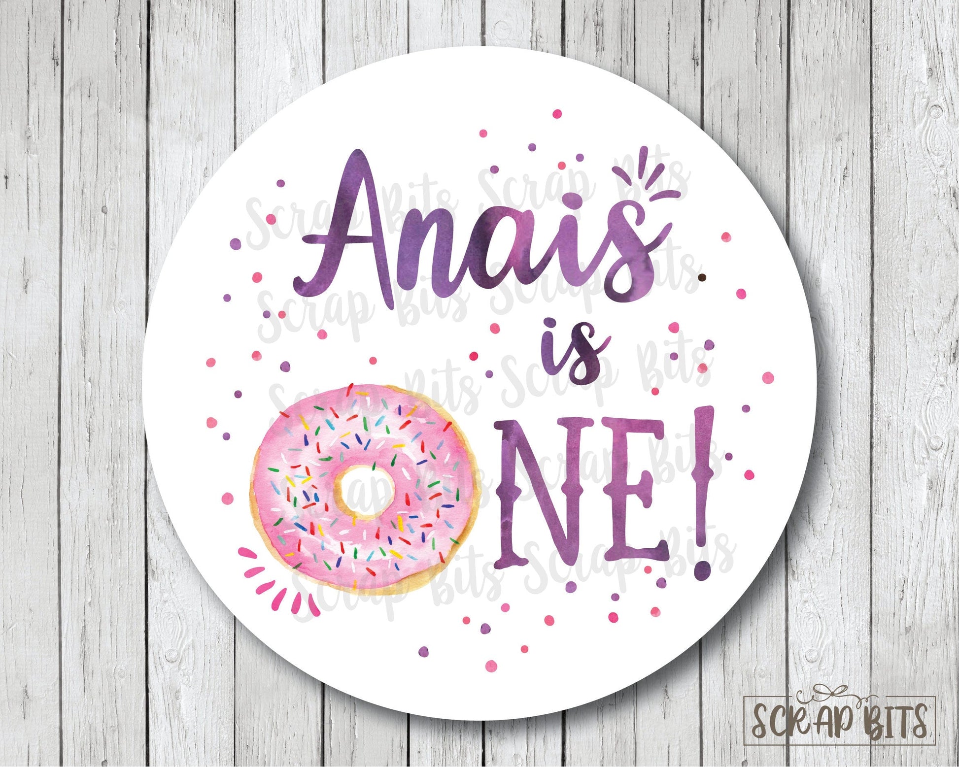 First Birthday Donut Stickers or Tags - Scrap Bits
