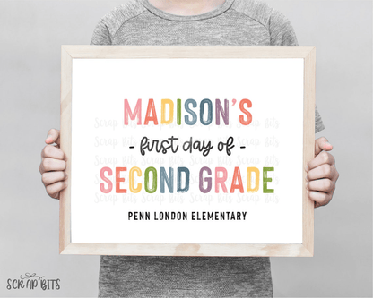 First Day of School Sign, Pastel Rainbow Paintstroke, Instant Download Editable Template - Scrap Bits