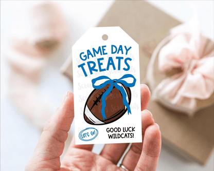 Football Game Day Tags, Coquette Bow, Good Luck Treat Bag Tags - Scrap Bits