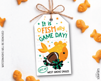 Football Goldfish Game Day Gift Tags, Good Luck Treat Bag Labels - Scrap Bits