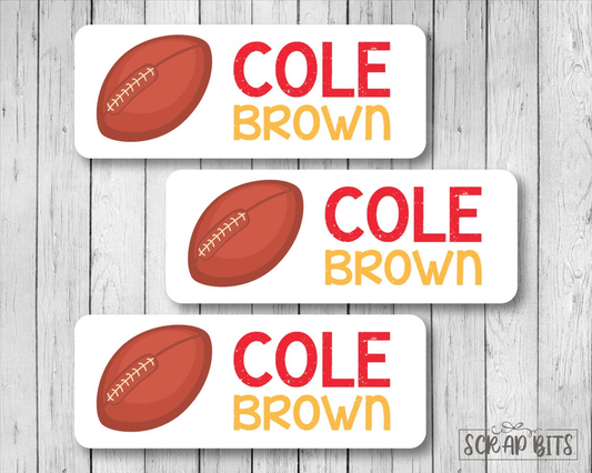Football Name Labels . Personalized Belonging Labels - Scrap Bits