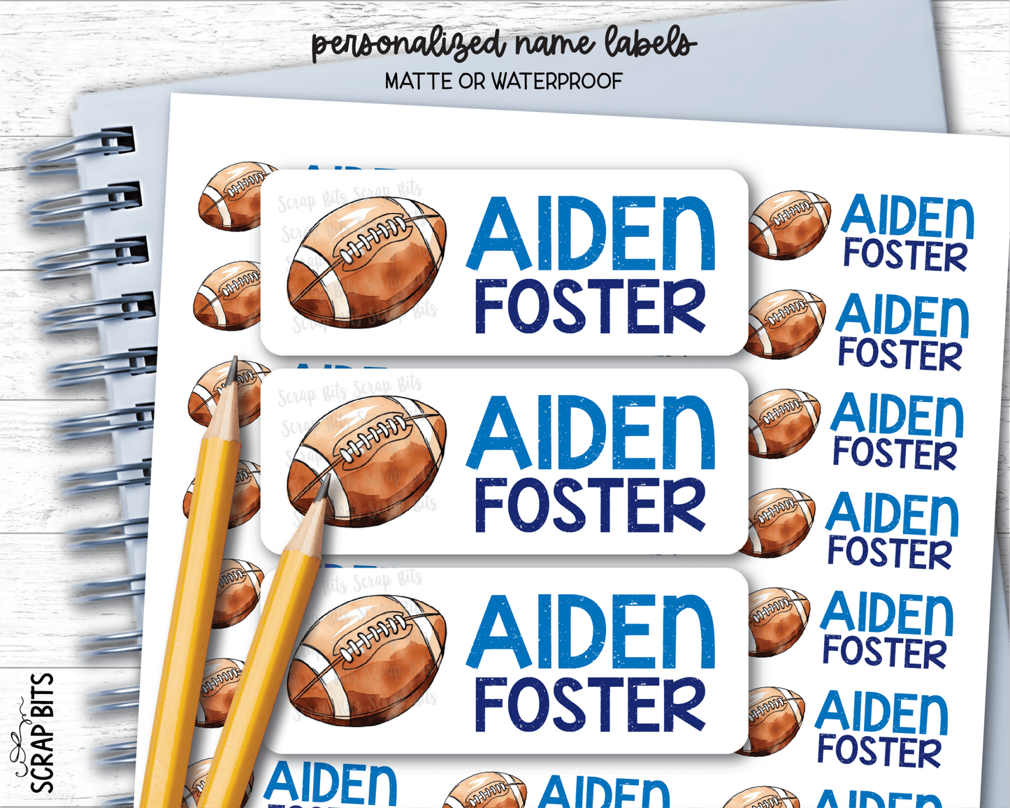 Football Name Labels . Personalized Belonging Labels - Scrap Bits