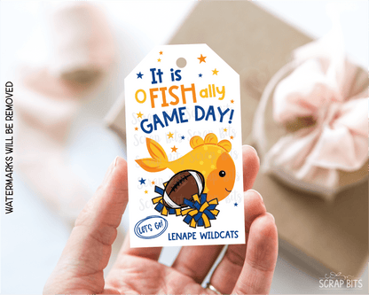 Football + Poms, Printable Game Day Gift Tags, Personalized Editable Template - Scrap Bits