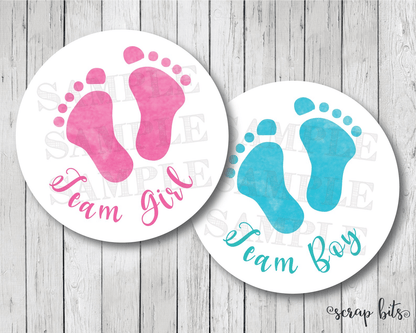 Footprints Gender Reveal Stickers, Pink & Blue - Scrap Bits