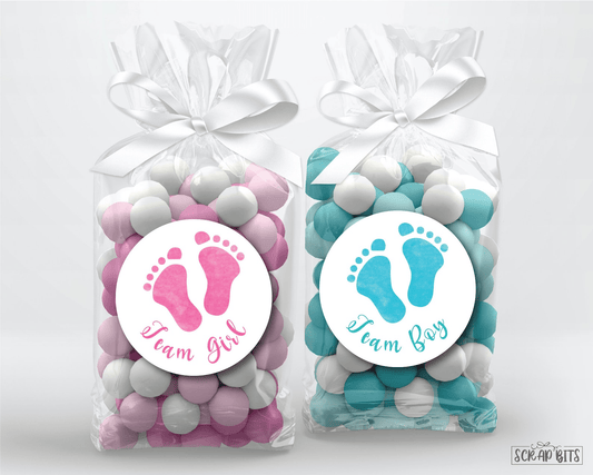 Footprints Gender Reveal Stickers, Pink & Blue - Scrap Bits