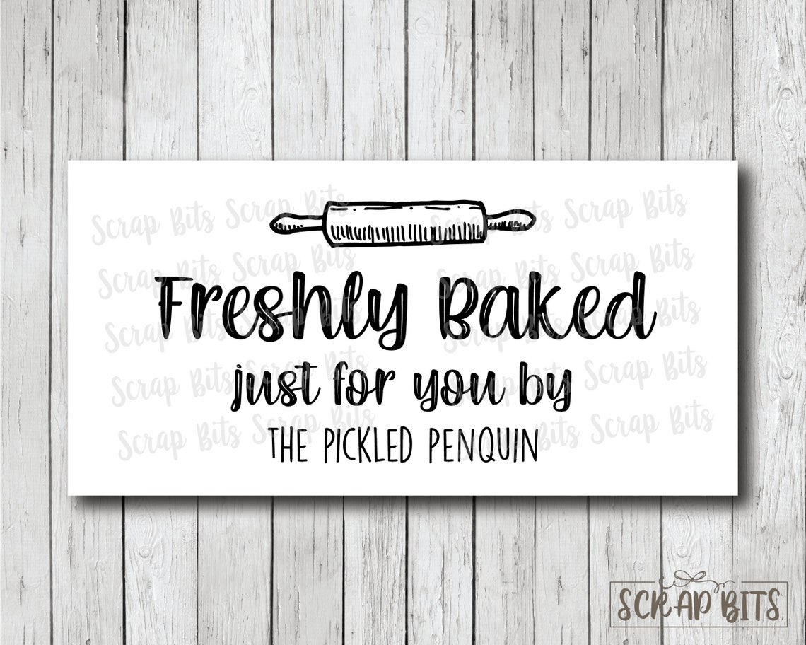 Freshly Baked Stickers, Farmhouse Script Kitchen Labels, Personalized Baking Labels - Scrap Bits