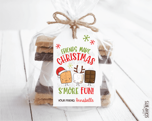 Friends Make Christmas S'More Fun, Personalized Christmas Gift Tags - Scrap Bits