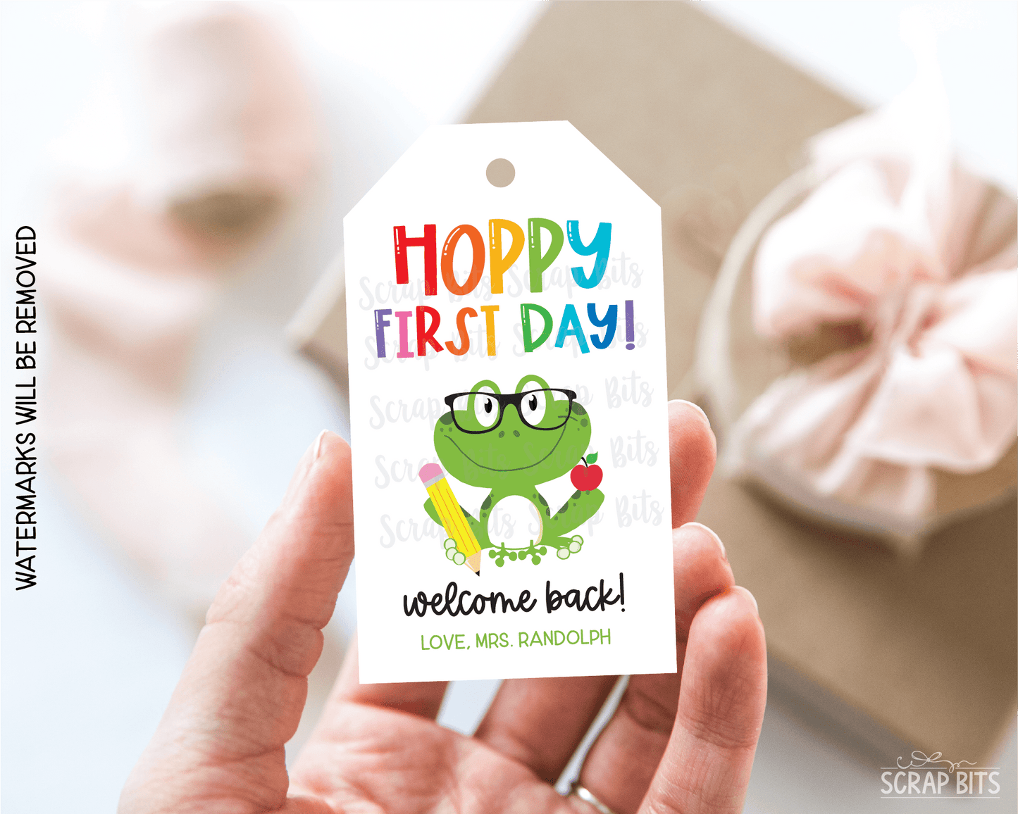 Frog Back To School Gift Tags, Hoppy First Day - Scrap Bits
