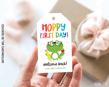 Frog Back To School Gift Tags, Hoppy First Day - Scrap Bits