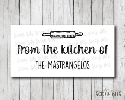 From The Kitchen Of Baking Labels, Farmhouse Script . Personalized Kitchen Labels - Scrap Bits