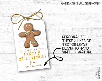 Gingerbread Cookie, Personalized Christmas Gift Tags - Scrap Bits