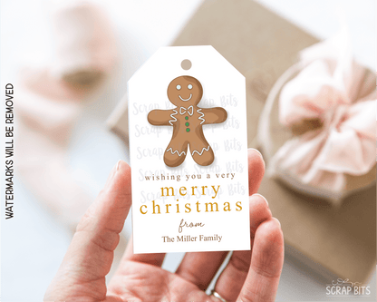 Gingerbread Cookie, Personalized Christmas Gift Tags - Scrap Bits