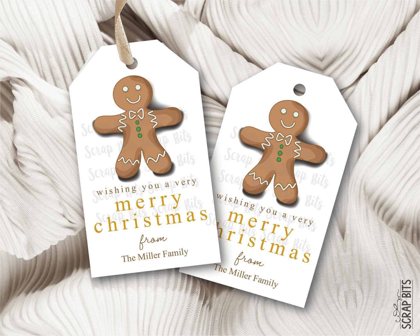 Gingerbread Cookie, Personalized Christmas Gift Tags - Scrap Bits