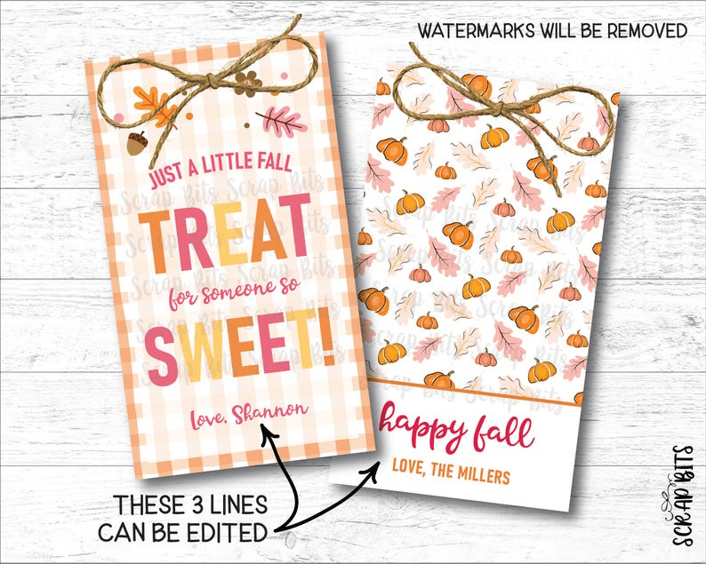 Gingham Treat For Someone Sweet, Printable Fall Favor Tag Set, Instant Download Editable Template - Scrap Bits