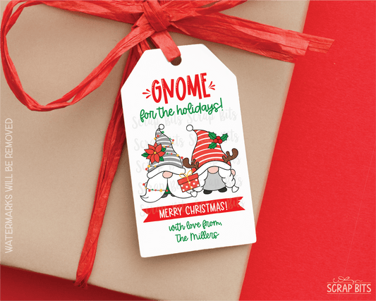Gnome For The Holidays . Personalized Christmas Gift Tags - Scrap Bits