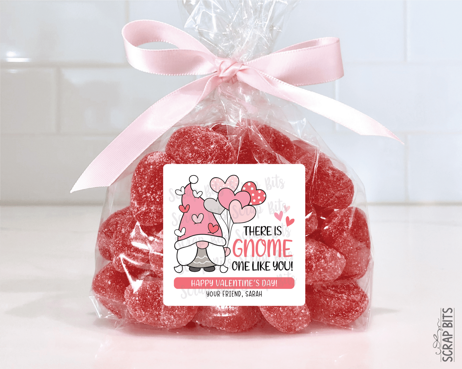 Gnome Valentines, Gnome One Like You Valentine Treat Bag Stickers - Scrap Bits