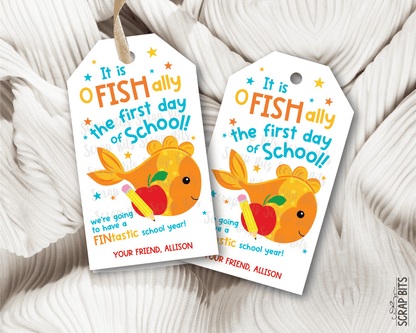 Goldfish Back To School Gift Tags, O FISH Ally First Day of School - Scrap Bits