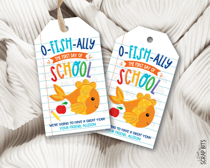 Goldfish Back To School Gift Tags, O FISH Ally First Day of School Lined Paper - Scrap Bits